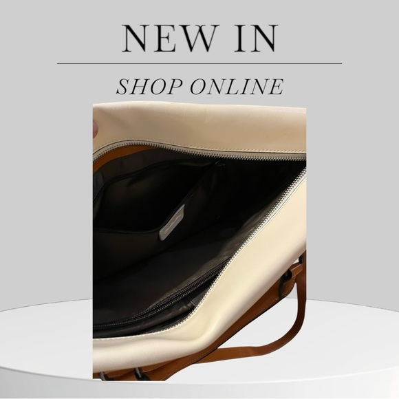 Like new ! Bostonian Cream and Tan Satchel Bag old Money Fashion - Picture 10 of 10